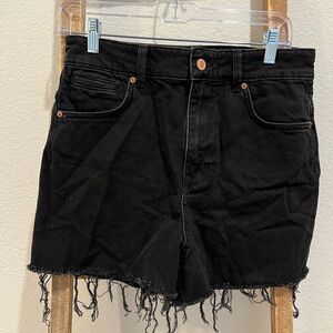Zara Black Jean Shorts Frayed Hem